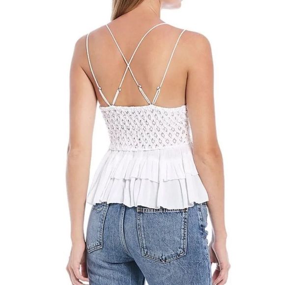 Free People Adella Cami Boho Crochet Lace Top White Sz M, NWT - Picture 2 of 8